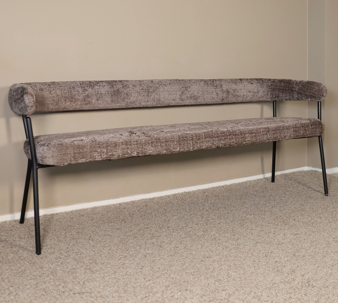 Eetkamerbank 180cm Meggie taupe chenille eetbank Eetkamerbank 180cm Meggie taupe chenille eetbank