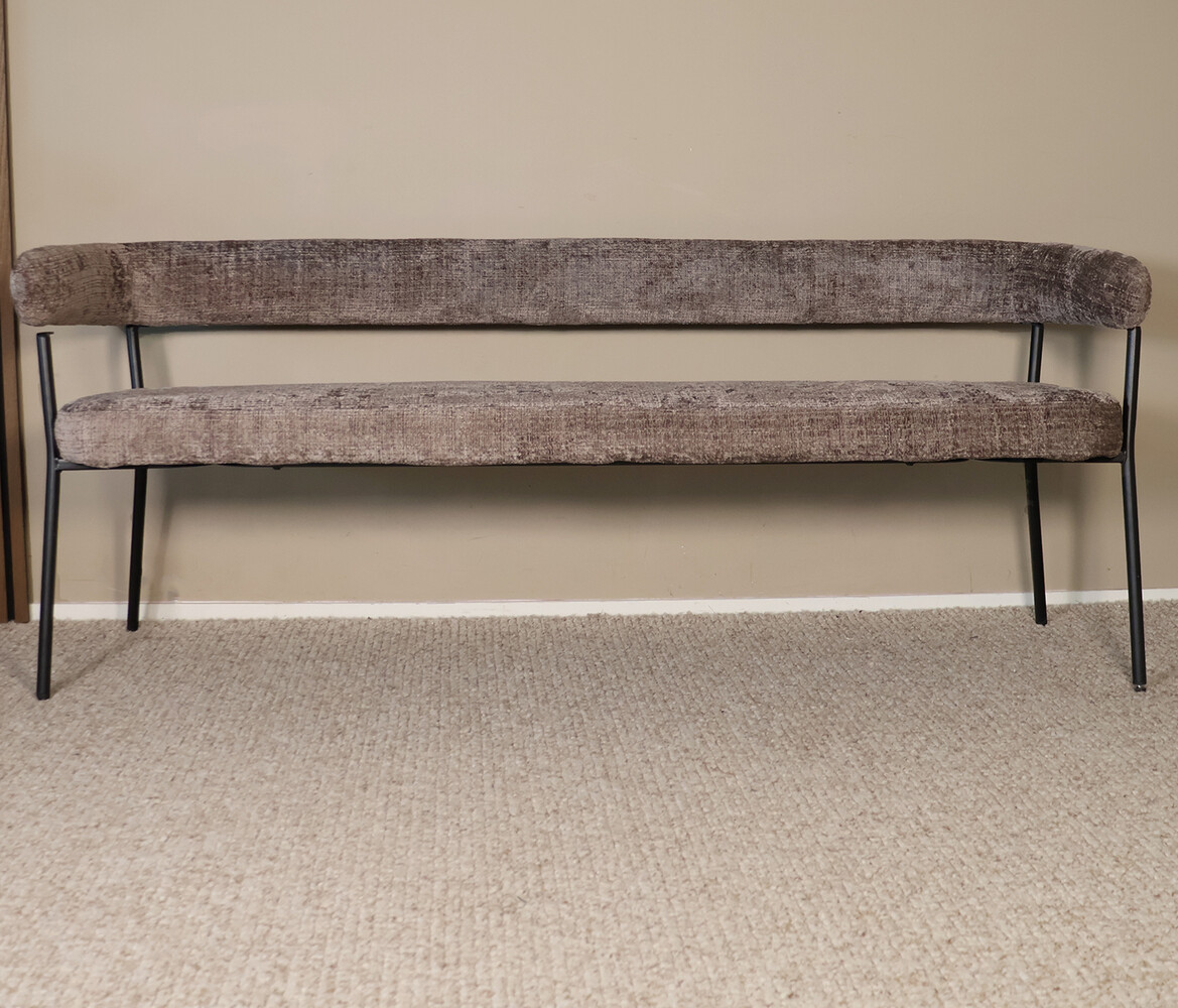 Eetkamerbank 180cm Meggie taupe chenille eetbank Eetkamerbank 180cm Meggie taupe chenille eetbank