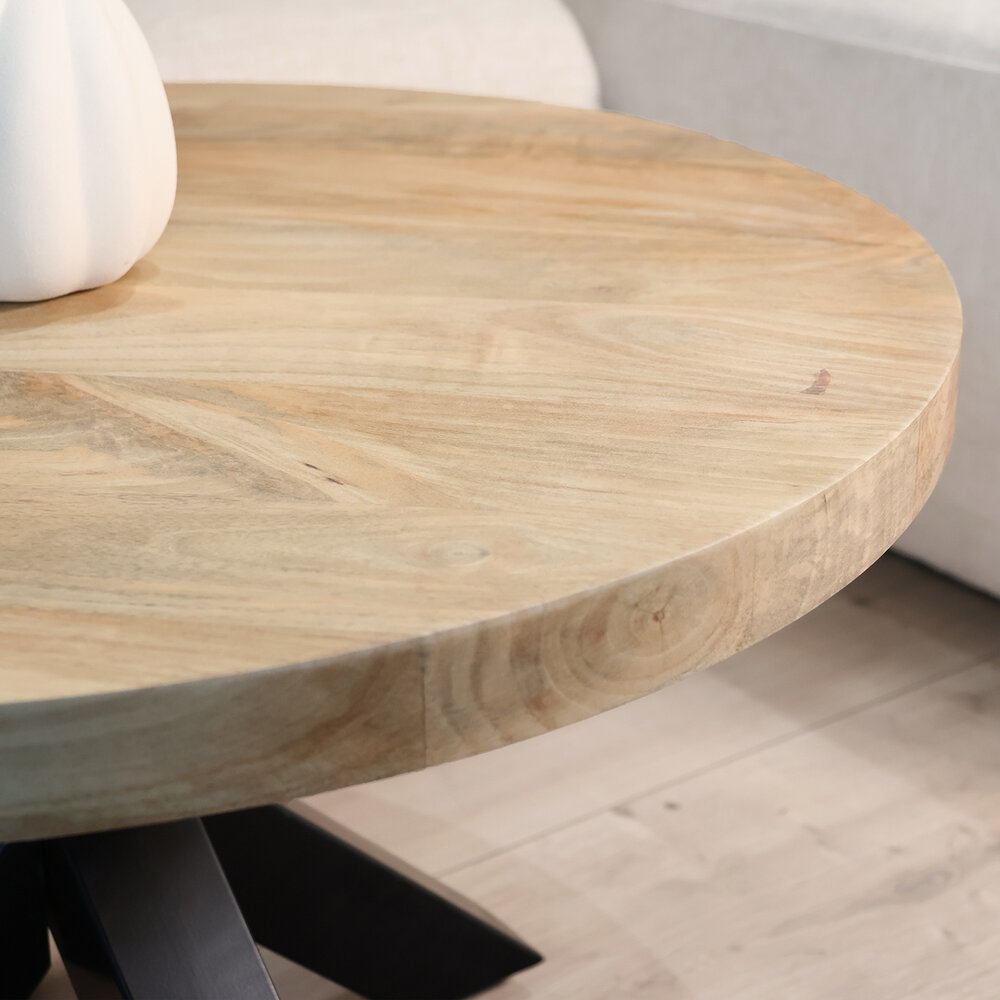 Salontafel rond mangohout 70cm Jesse lichtbruin Salontafel rond mangohout 70cm Jesse lichtbruin