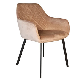 Lizzely Garden & Living Eetkamerstoel met armleuning Yurgan velvet champagne eetstoel
