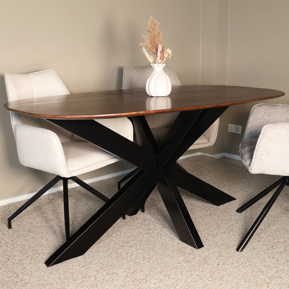 Eettafel deens ovaal mangohout 160cm Austin walnoot bruin ovale tafel duurzaam mango eetkamertafel Eettafel deens ovaal mangohout 160cm Austin walnoot bruin ovale tafel duurzaam mango eetkamertafel