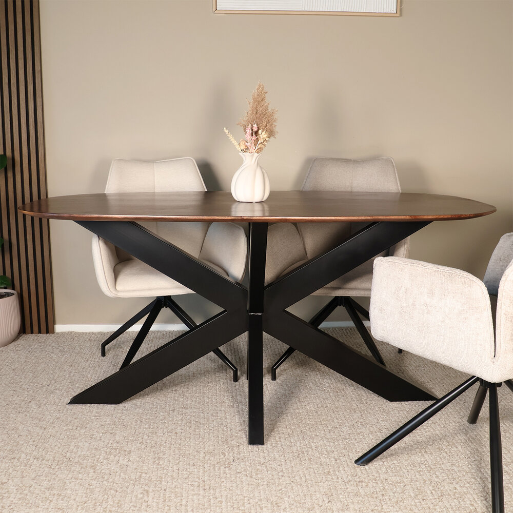Eettafel deens ovaal mangohout 160cm Austin walnoot bruin ovale tafel duurzaam mango eetkamertafel Eettafel deens ovaal mangohout 160cm Austin walnoot bruin ovale tafel duurzaam mango eetkamertafel