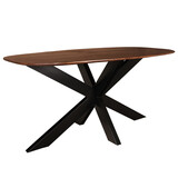 Lizzely Garden & Living Eettafel deens ovaal mangohout 160cm Austin walnoot bruin ovale tafel duurzaam mango eetkamertafel