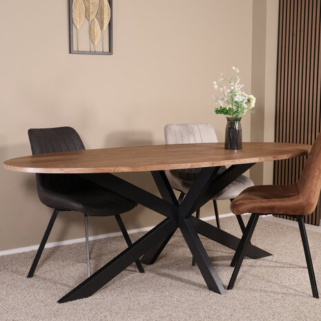 Lizzely Garden & Living Eettafel ovaal visgraat 210cm Obie bruin ovale tafel Lizzely Garden & Living Eettafel ovaal visgraat 210cm Obie bruin ovale tafel