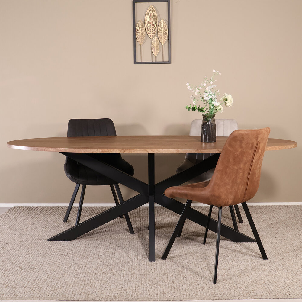 Eettafel ovaal visgraat 210cm Obie bruin ovale tafel Eettafel ovaal visgraat 210cm Obie bruin ovale tafel