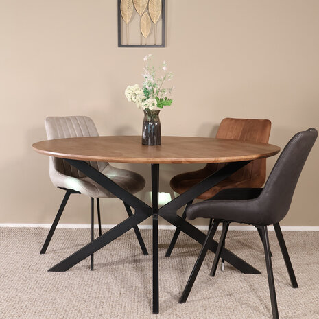Lizzely Garden & Living Eettafel rond Ronsi bruin 140cm ronde tafel