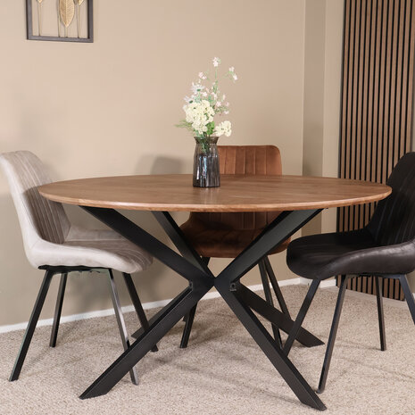 Lizzely Garden & Living Eettafel rond Ronsi bruin 140cm ronde tafel