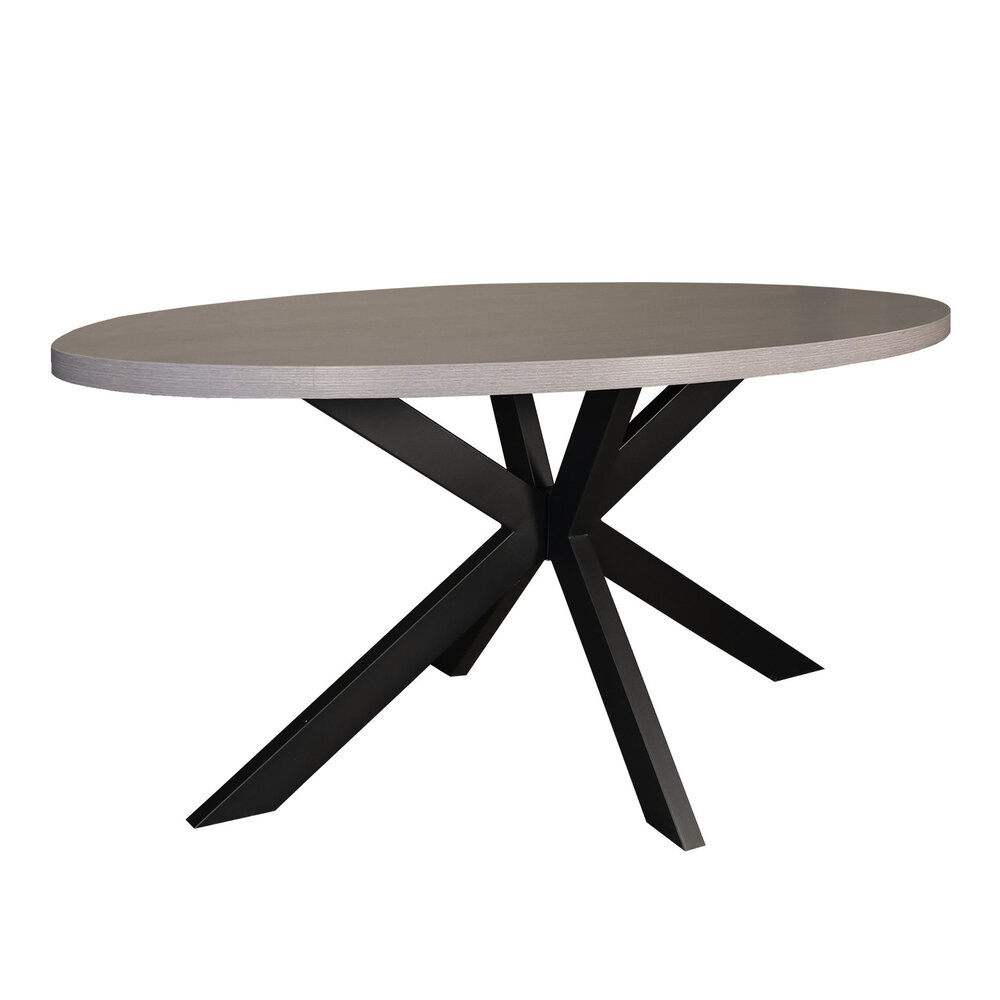 Eettafel ovaal melamine 160cm Tommy grijs ovale tafel