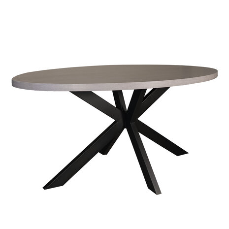Lizzely Garden & Living Eettafel ovaal melamine 160cm Tommy grijs ovale tafel