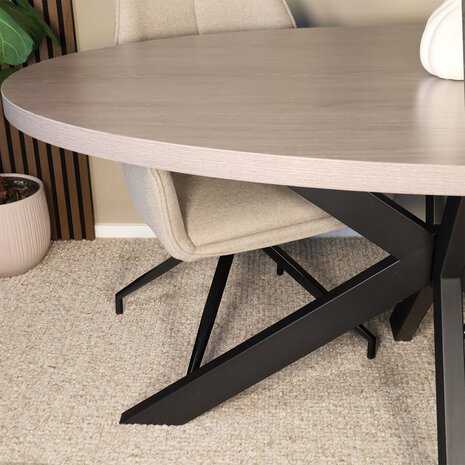 Lizzely Garden & Living Eettafel ovaal melamine 160cm Tommy grijs ovale tafel