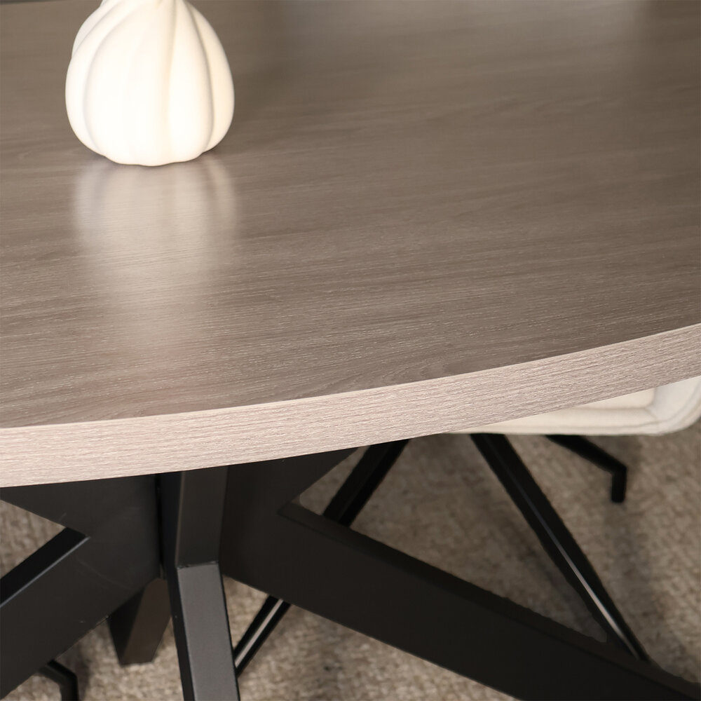 Eettafel ovaal melamine 160cm Tommy grijs ovale tafel