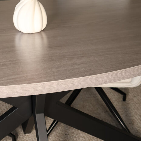 Lizzely Garden & Living Eettafel ovaal melamine 160cm Tommy grijs ovale tafel