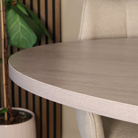Lizzely Garden & Living Eettafel ovaal melamine 160cm Tommy grijs ovale tafel