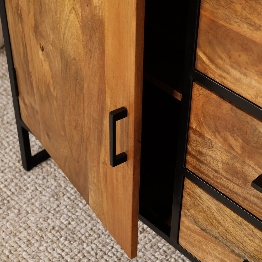 Dressoir mangohout Daan ladekast industrieel 150cm duurzaam mango kast Dressoir mangohout Daan ladekast industrieel 150cm duurzaam mango kast