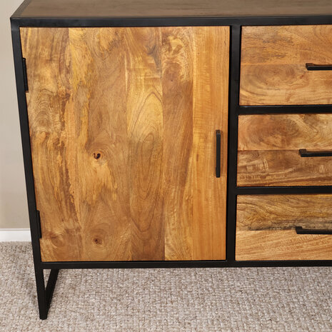 Lizzely Garden & Living Dressoir mangohout Daan ladekast industrieel 150cm duurzaam mango kast Lizzely Garden & Living Dressoir mangohout Daan ladekast industrieel 150cm duurzaam mango kast