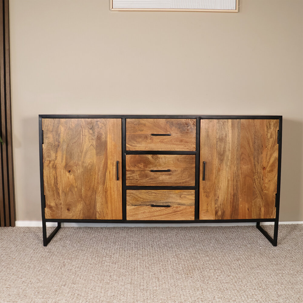 Dressoir mangohout Daan ladekast industrieel 150cm duurzaam mango kast Dressoir mangohout Daan ladekast industrieel 150cm duurzaam mango kast