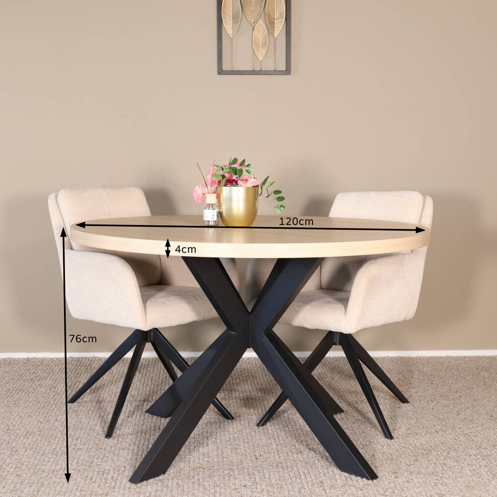 Eettafel rond melamine 120cm Sanne lichtbruin ronde tafel Eettafel rond melamine 120cm Sanne lichtbruin ronde tafel