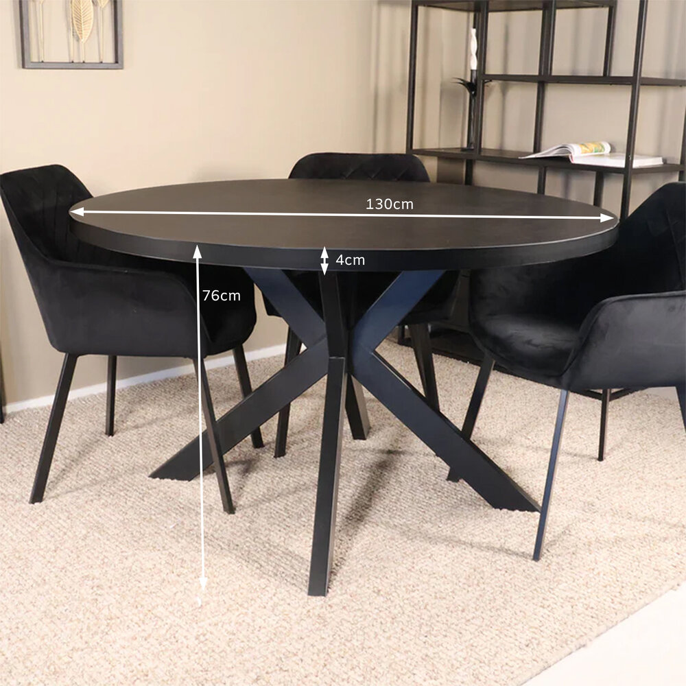 Eettafel rond melamine 130cm Sanne zwart ronde tafel Eettafel rond melamine 130cm Sanne zwart ronde tafel