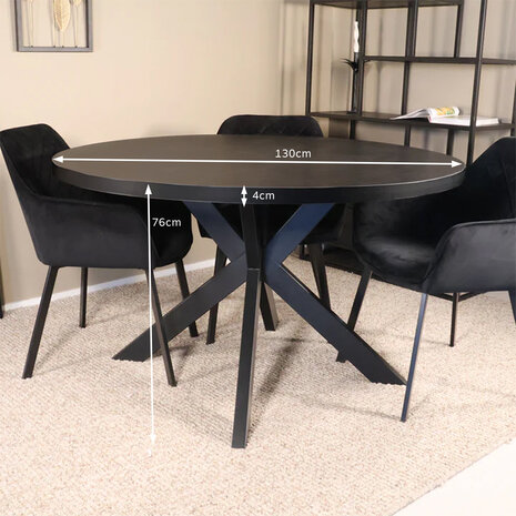 Lizzely Garden & Living Eettafel rond melamine 130cm Sanne zwart ronde tafel Lizzely Garden & Living Eettafel rond melamine 130cm Sanne zwart ronde tafel