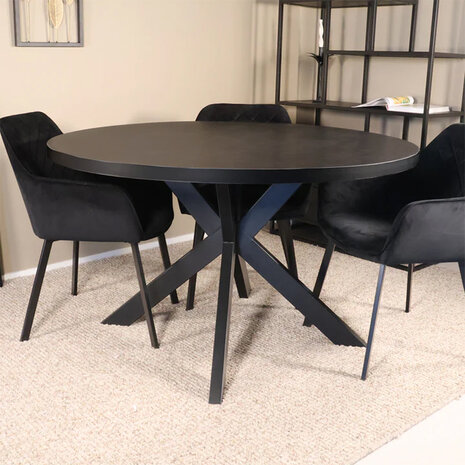 Lizzely Garden & Living Eettafel rond melamine 130cm Sanne zwart ronde tafel Lizzely Garden & Living Eettafel rond melamine 130cm Sanne zwart ronde tafel
