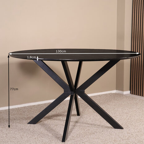 Lizzely Garden & Living Eettafel rond Ronsi zwart 130cm ronde tafel