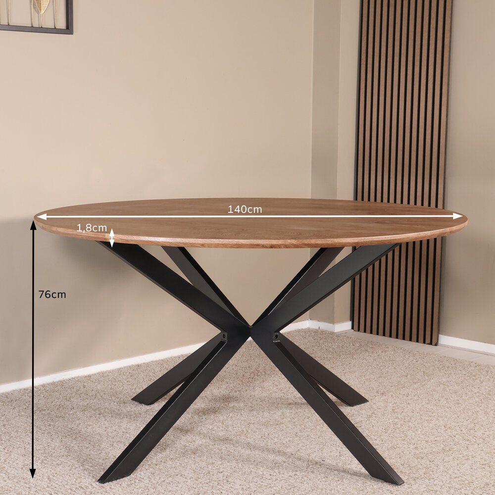 Eettafel rond Ronsi bruin 140cm ronde tafel