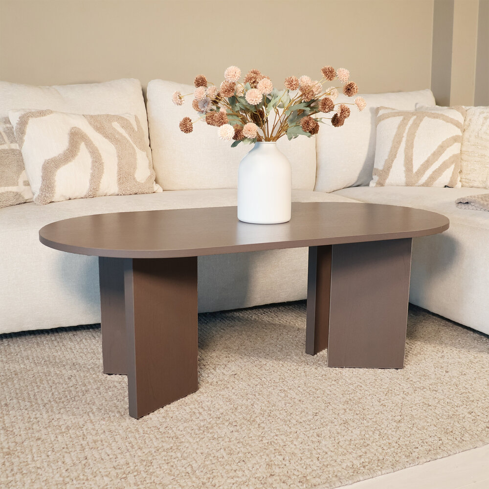 Salontafel Japandi ovaal walnoot melamine 120cm Hano Salontafel Japandi ovaal walnoot melamine 120cm Hano