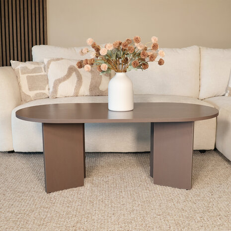 Lizzely Garden & Living Salontafel Japandi ovaal walnoot melamine 120cm Hano Lizzely Garden & Living Salontafel Japandi ovaal walnoot melamine 120cm Hano