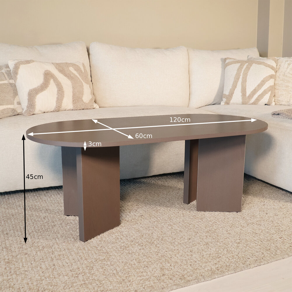 Salontafel Japandi ovaal walnoot melamine 120cm Hano Salontafel Japandi ovaal walnoot melamine 120cm Hano