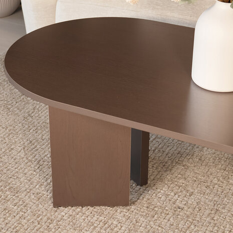 Lizzely Garden & Living Salontafel Japandi ovaal walnoot melamine 120cm Hano Lizzely Garden & Living Salontafel Japandi ovaal walnoot melamine 120cm Hano