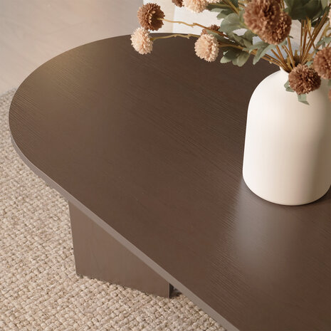 Lizzely Garden & Living Salontafel Japandi ovaal walnoot melamine 120cm Hano Lizzely Garden & Living Salontafel Japandi ovaal walnoot melamine 120cm Hano