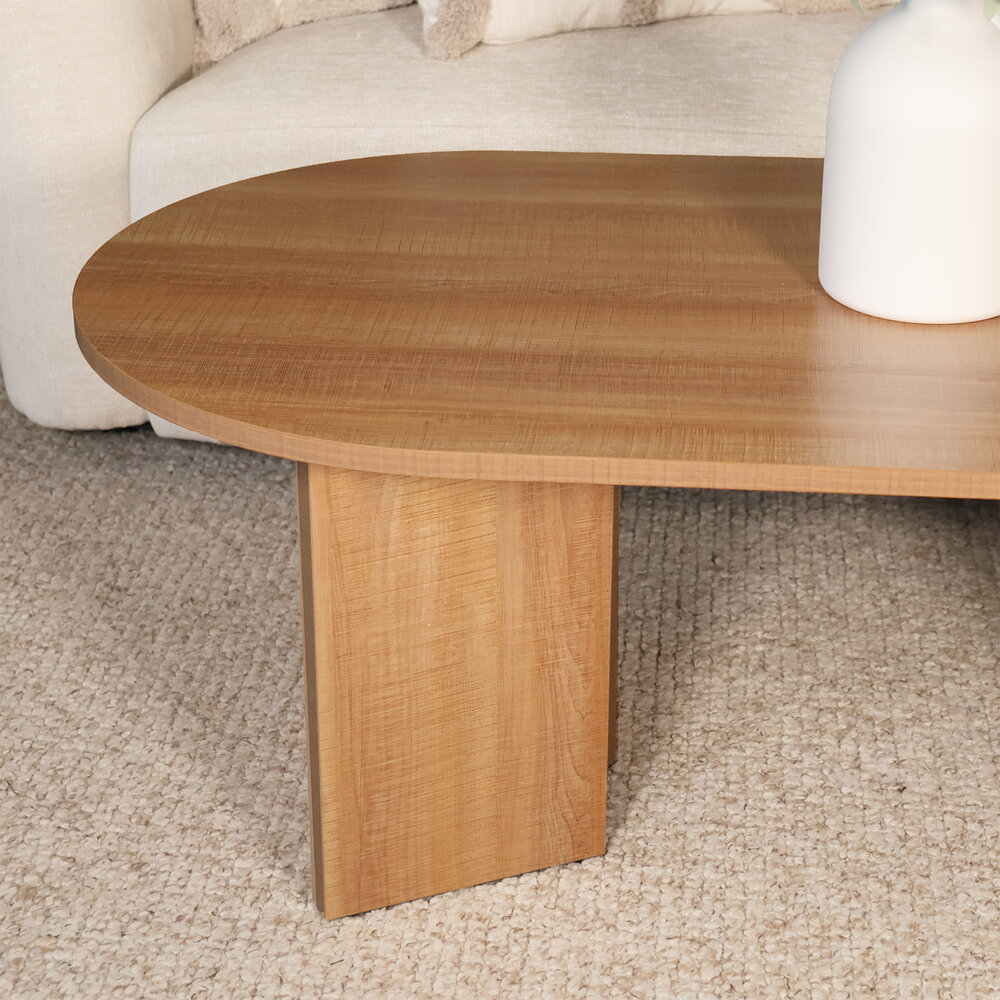 Salontafel Japandi ovaal lichtbruin melamine 120cm Hano Salontafel Japandi ovaal lichtbruin melamine 120cm Hano