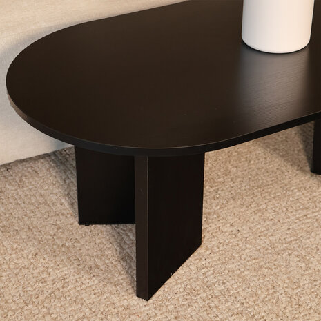 Lizzely Garden & Living Salontafel Japandi ovaal zwart melamine 120cm Hano Lizzely Garden & Living Salontafel Japandi ovaal zwart melamine 120cm Hano