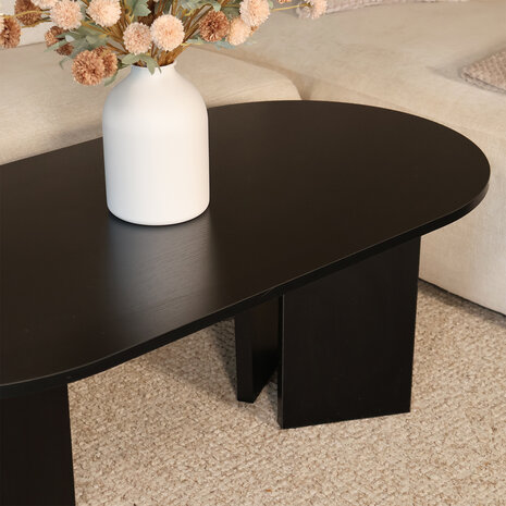 Lizzely Garden & Living Salontafel Japandi ovaal zwart melamine 120cm Hano Lizzely Garden & Living Salontafel Japandi ovaal zwart melamine 120cm Hano