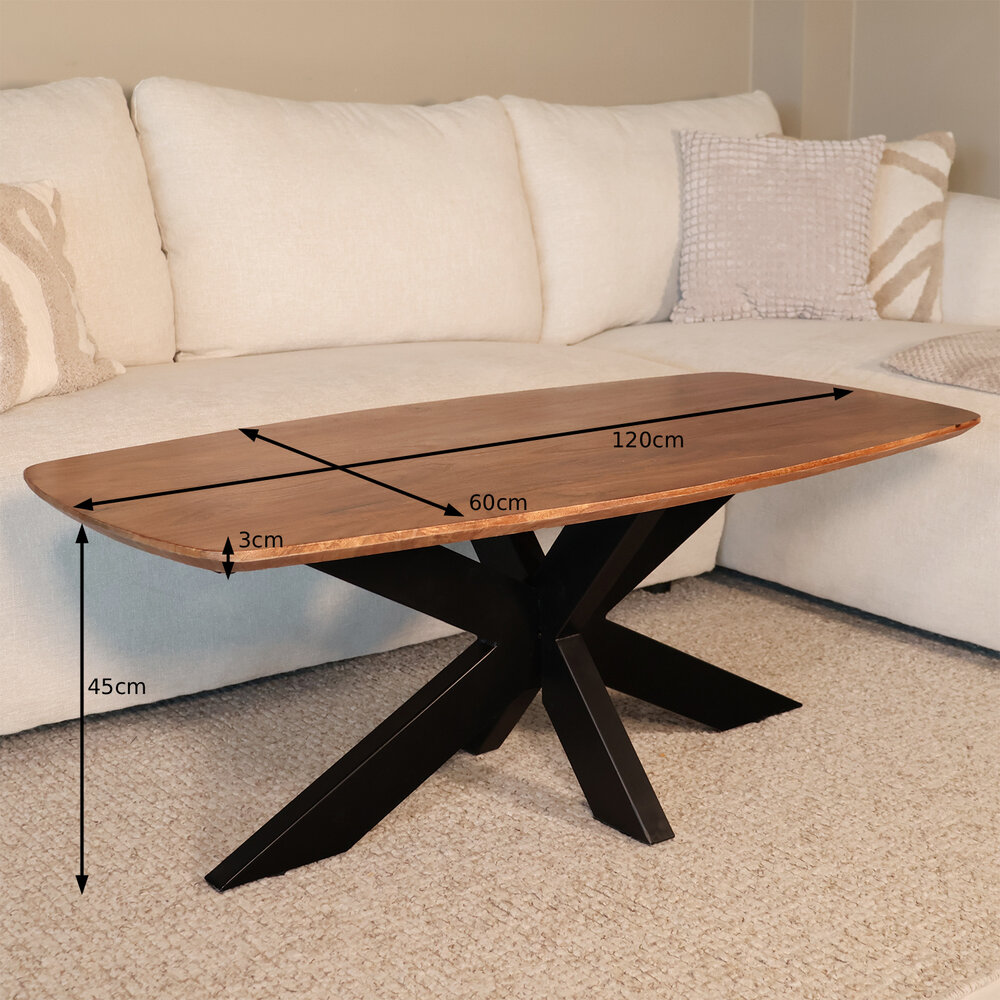 Salontafel deens ovaal mangohout 120cm Livy zwart Salontafel deens ovaal mangohout 120cm Livy zwart