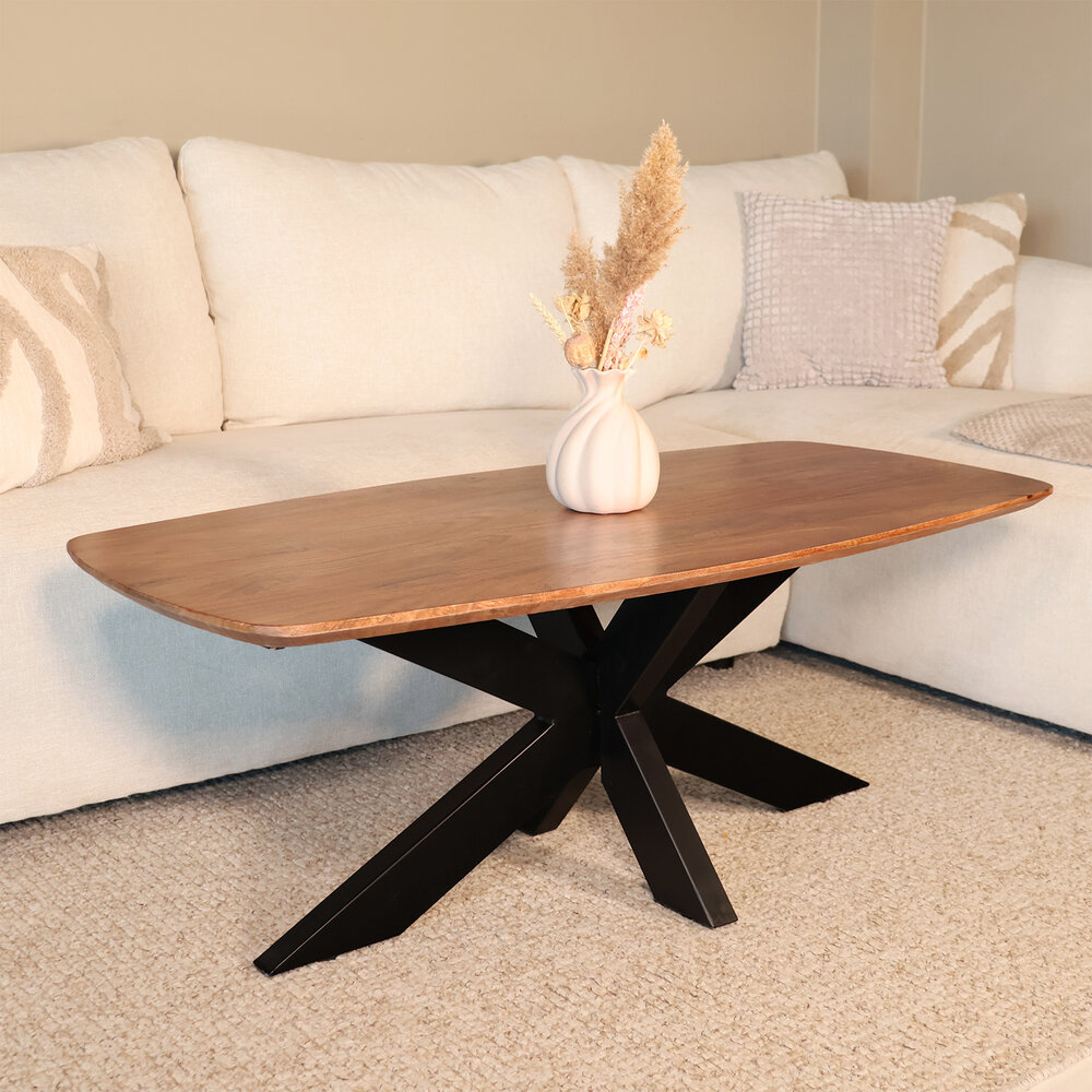 Salontafel deens ovaal mangohout 120cm Livy zwart Salontafel deens ovaal mangohout 120cm Livy zwart
