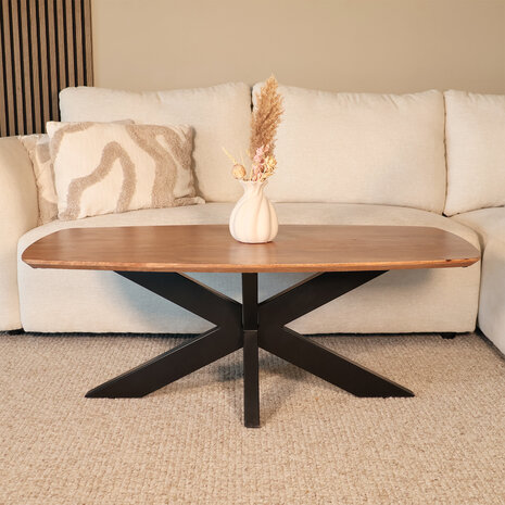 Lizzely Garden & Living Salontafel deens ovaal mangohout 120cm Livy zwart Lizzely Garden & Living Salontafel deens ovaal mangohout 120cm Livy zwart