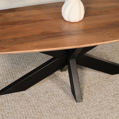 Lizzely Garden & Living Salontafel deens ovaal mangohout 120cm Livy walnoot