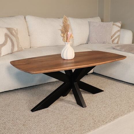 Lizzely Garden & Living Salontafel deens ovaal mangohout 120cm Livy walnoot