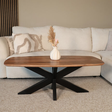 Lizzely Garden & Living Salontafel deens ovaal mangohout 120cm Livy walnoot