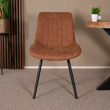 Lizzely Garden & Living Eetkamerstoel Susta cognac microvezel eetstoel Lizzely Garden & Living Eetkamerstoel Susta cognac microvezel eetstoel