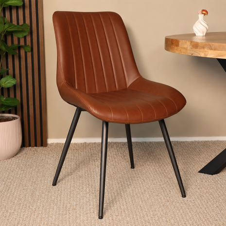 Lizzely Garden & Living Eetkamerstoel Susta PU cognac kunstleder eetstoel