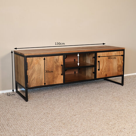 Lizzely Garden & Living TV meubel industrieel Liv duurzaam mangohout 130cm lengte mango