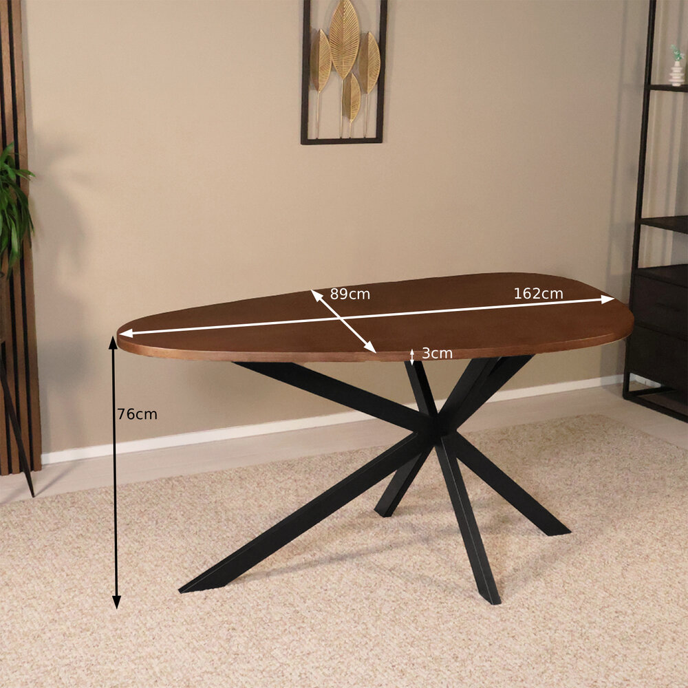Eettafel organisch Jillian eiken fineer bruin 160cm