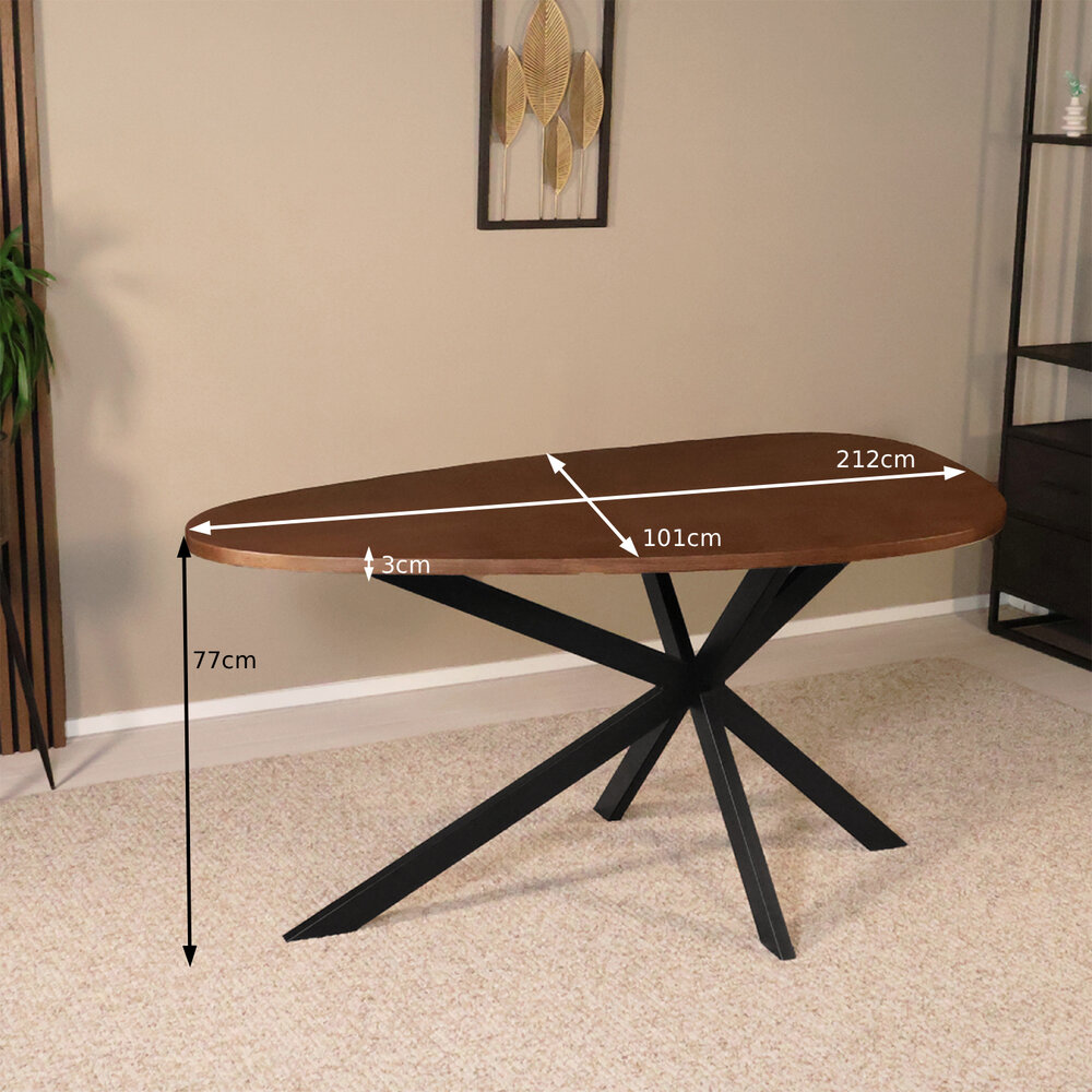 Eettafel organisch Jillian eiken fineer bruin 210cm