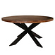 Lizzely Garden & Living Eettafel rond mangohout 150cm Jones bruin ronde industriële tafel duurzaam mango eetkamertafel