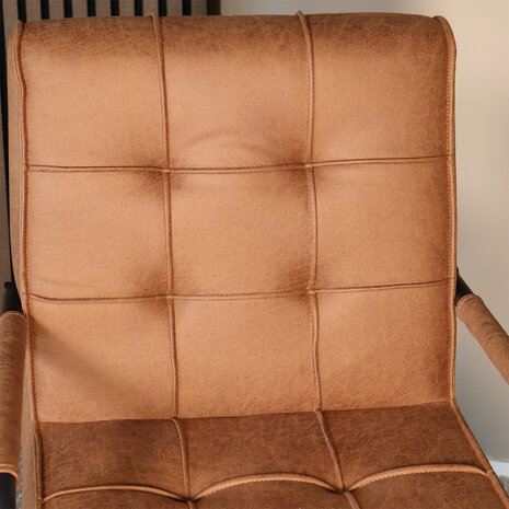 Lizzely Garden & Living Eetkamerstoel met armleuning Indy cognac microvezel eetstoel
