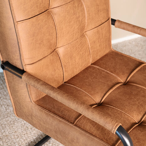 Lizzely Garden & Living Eetkamerstoel met armleuning Indy cognac microvezel eetstoel