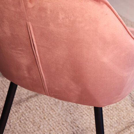 Lizzely Garden & Living Eetkamerstoel met armleuning Darcio roze velvet eetstoel