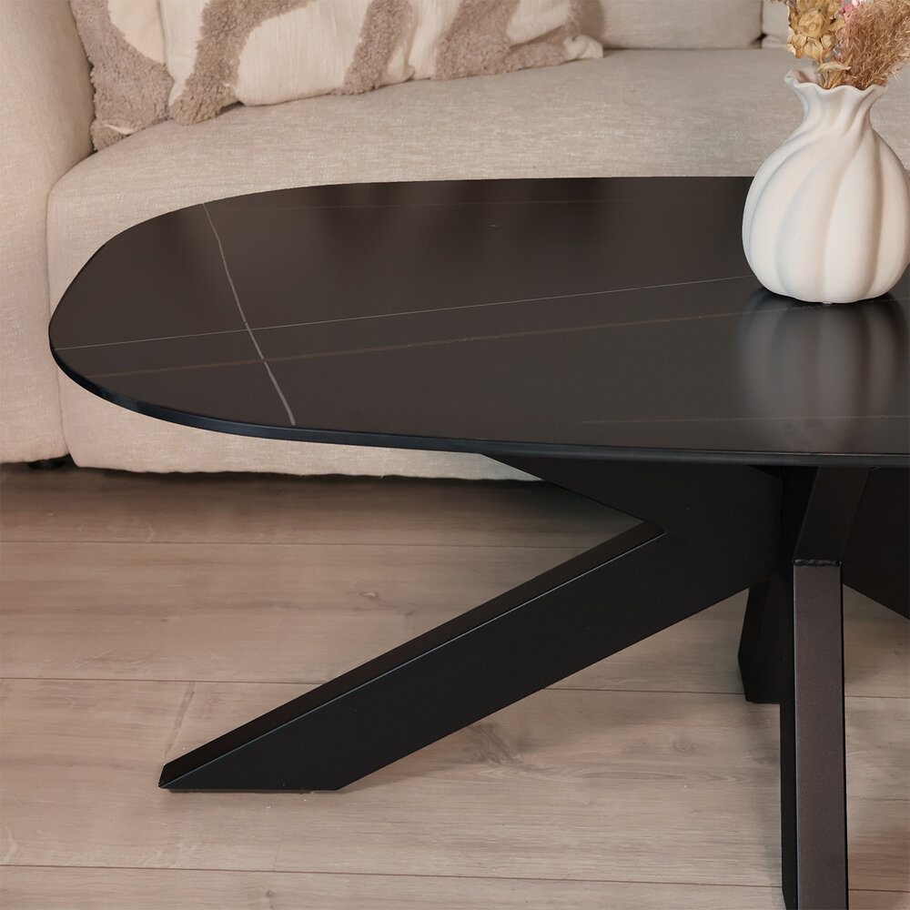 Salontafel deens ovaal 120cm Elif marmerlook zwart Salontafel deens ovaal 120cm Elif marmerlook zwart